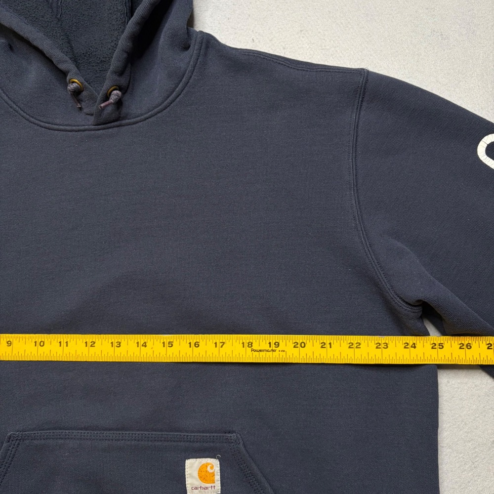 Carhartt Hoodie Mens Large Dark Blue Original Fit Logo Sleeve Graphic Y2K K121 - Picture 6 of 8